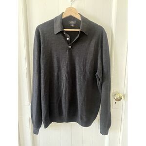 Brooks Brothers Black Dark Grey 100% Merino Wool Sweater Size Large S Preppy Lux